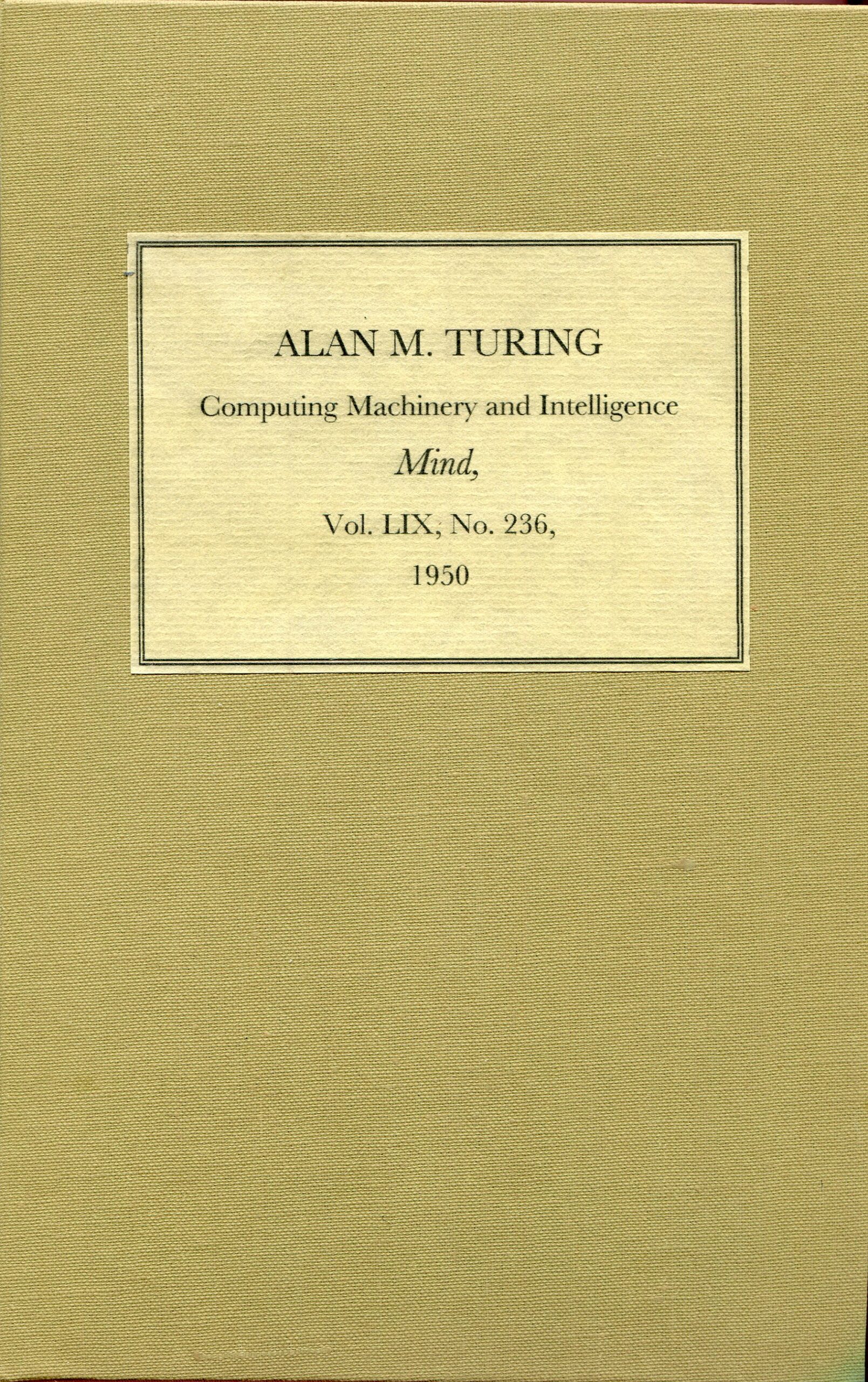Computing Machinery and Intelligence cover